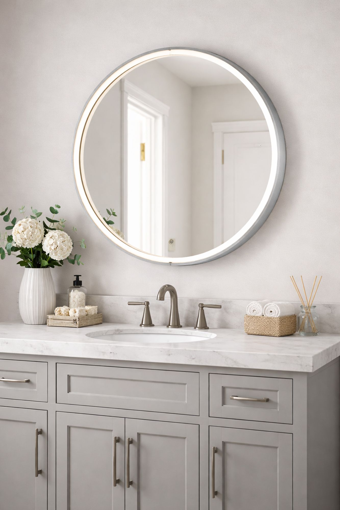 ET2 27.5" Round Modern Wall Mirror with LED Light