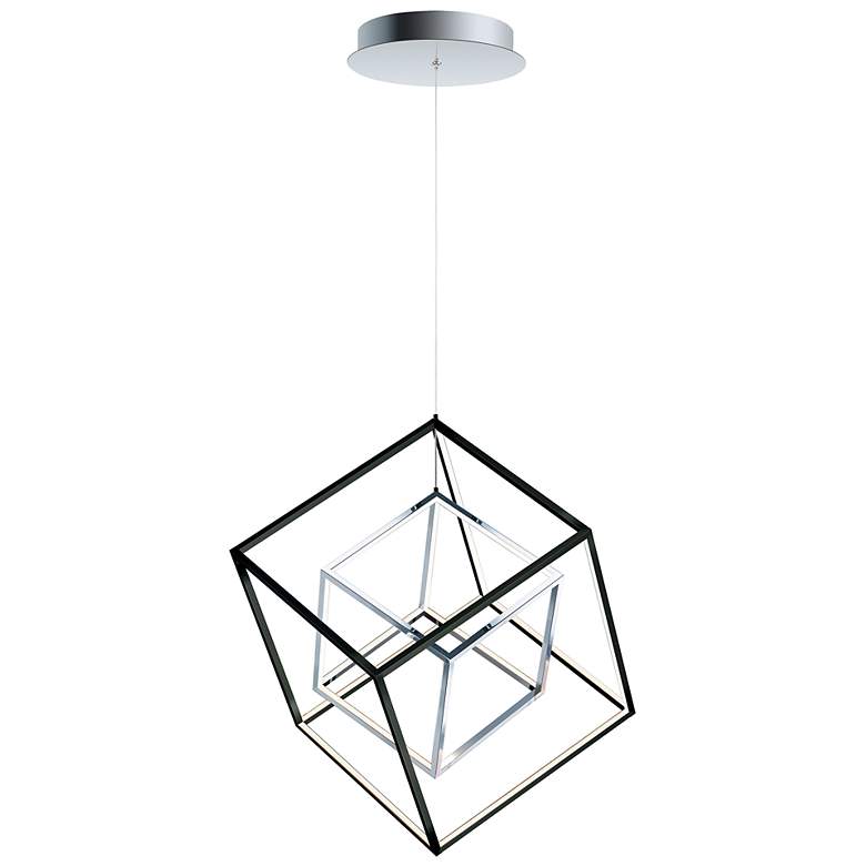 Image 1 ET2 4-Square 14" Wide Black and Chrome Modern Geometric LED Pendant