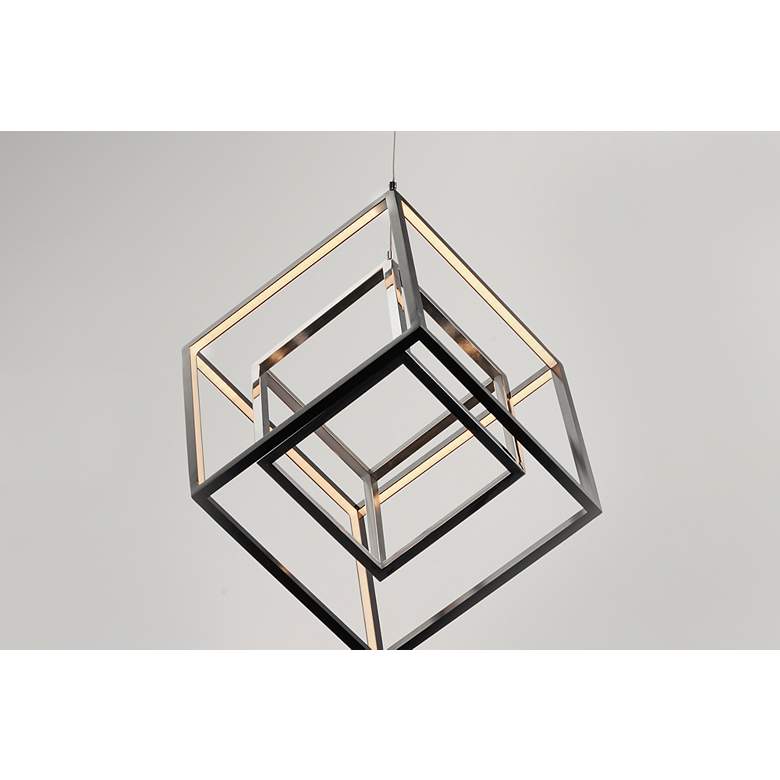 Image 5 ET2 4-Square 14" Wide Black and Chrome Modern Geometric LED Pendant more views