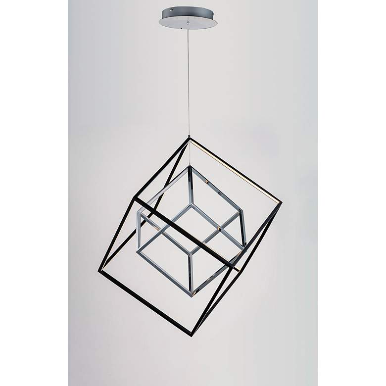 Image 6 ET2 4-Square 14" Wide Black and Chrome Modern Geometric LED Pendant more views