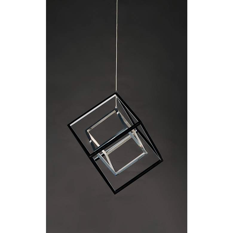 Image 7 ET2 4-Square 14" Wide Black and Chrome Modern Geometric LED Pendant more views