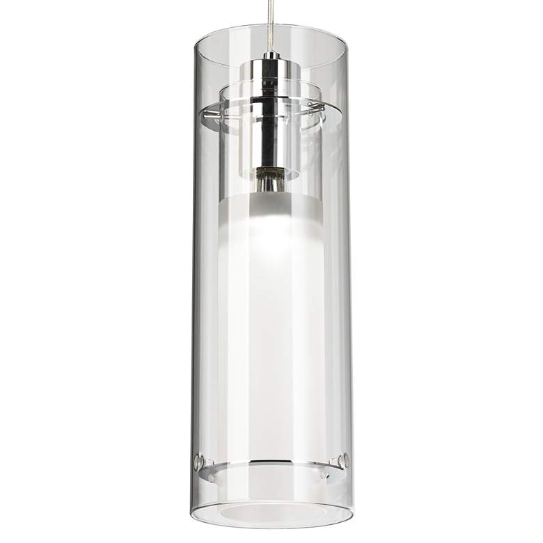 Image 4 ET2 5 1/2" Wide Clear Cylinder and Frosted Glass Modern Pendant Light more views
