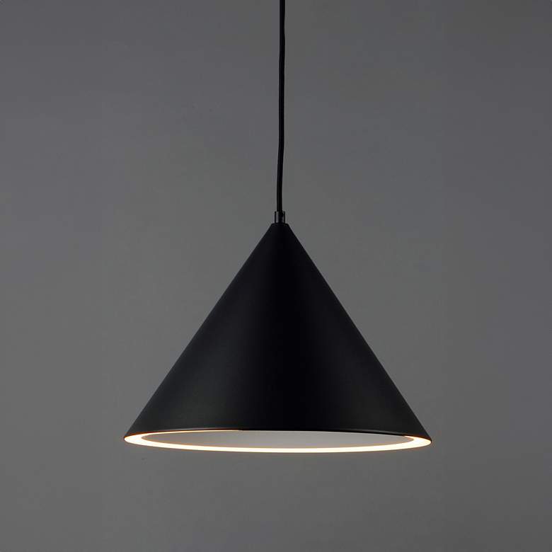 Image 1 ET2 Abyss 12 1/2" Wide Black Cone LED Pendant Light