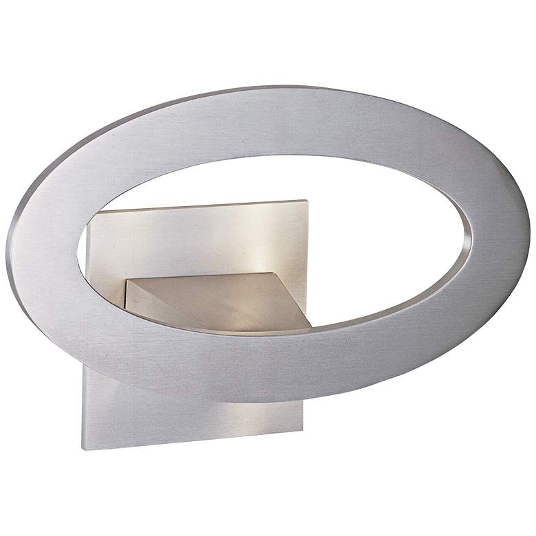 Image 1 ET2 Alumilux 10" Wide Satin Aluminum LED Oval Sconce