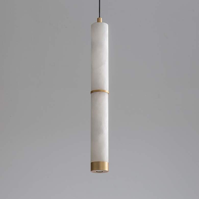 Image 3 ET2 Aragon 17" White Alabaster/Gold LED Pendant more views