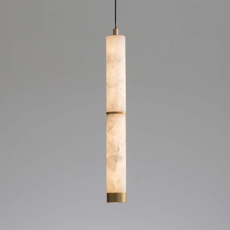 Image 4 ET2 Aragon 17" White Alabaster/Gold LED Pendant more views