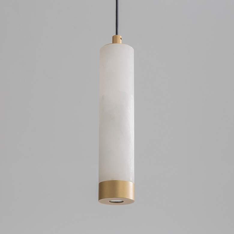 Image 2 ET2 Aragon 9" White Alabaster/Gold LED Pendant more views