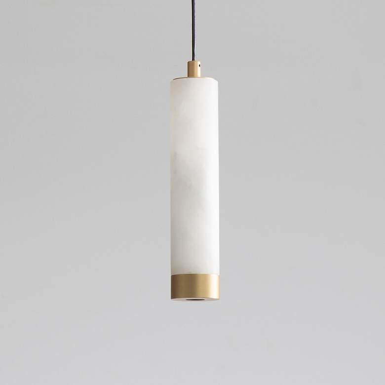 Image 7 ET2 Aragon 9" White Alabaster/Gold LED Pendant more views