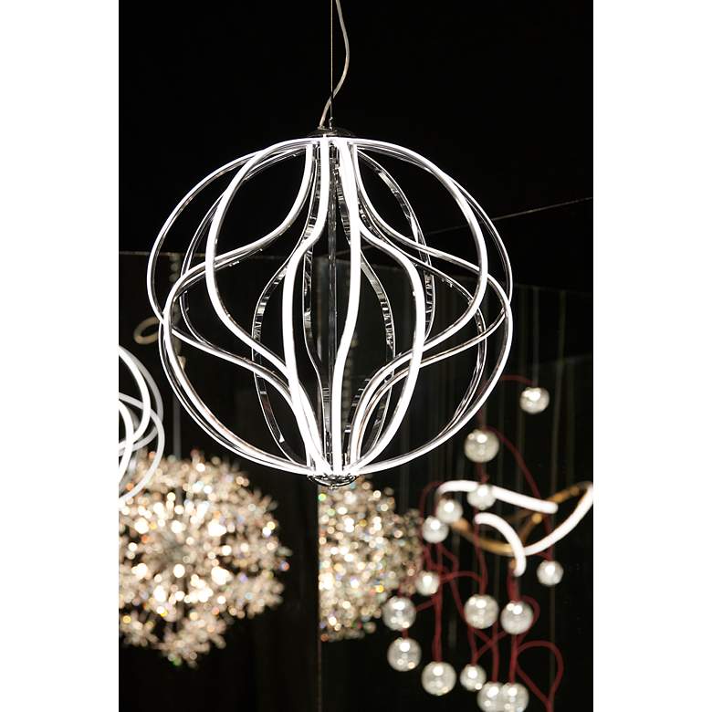 Image 7 ET2 Aura 24" Wide Polished Chrome LED Pendant Light more views