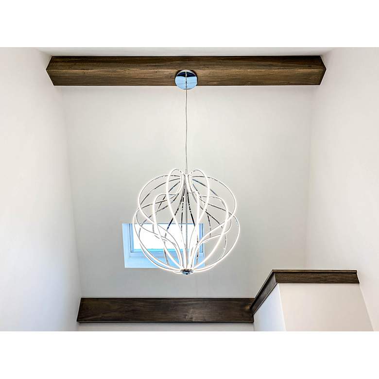 Image 5 ET2 Aura 31" Wide Polished Chrome LED Pendant Light more views