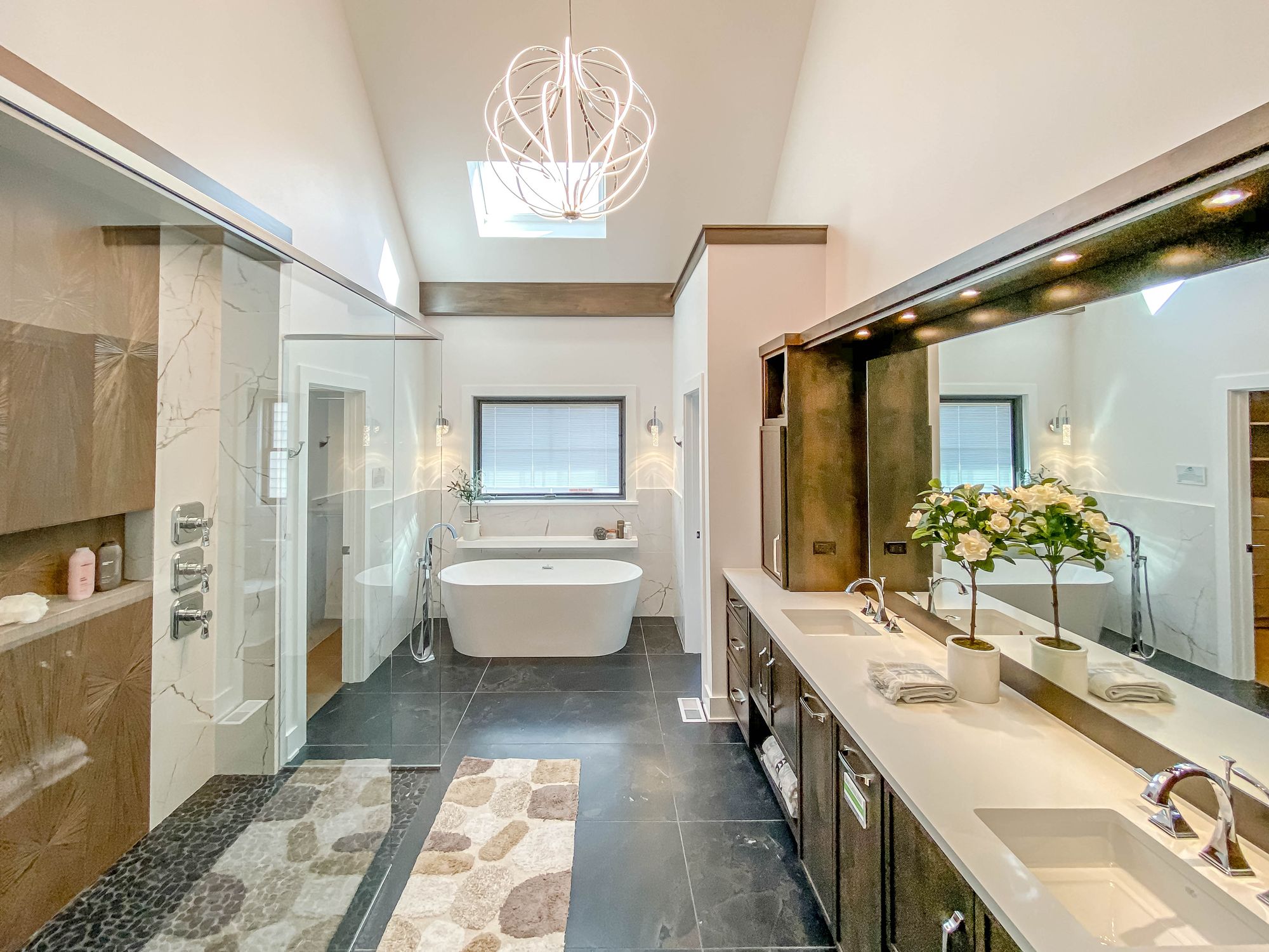 ET2 Aura 31" Wide Polished Chrome LED Pendant Light in scene