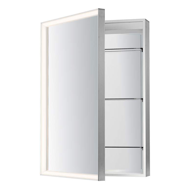 Image 3 ET2 Bevel 24" x 36" Satin Nickel Medicine Cabinet LED Mirror-3000K more views