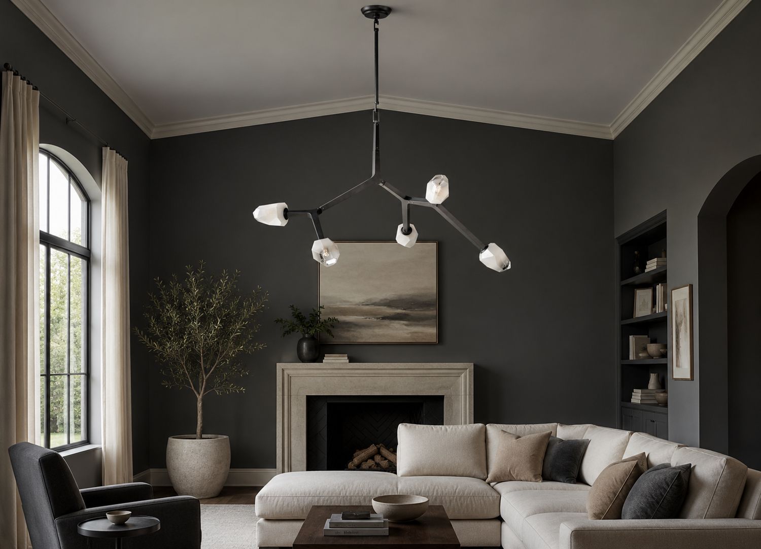 ET2 Blossom 43 1/4" Wide Black 5-Light LED Pendant