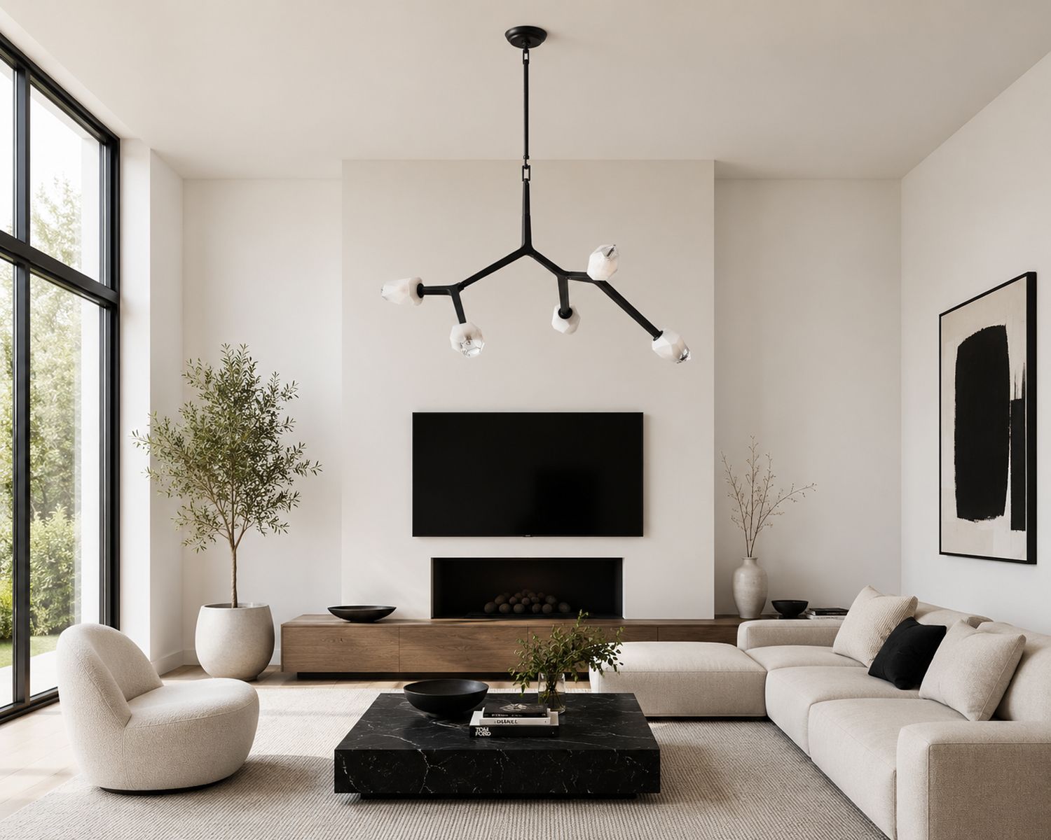 ET2 Blossom 43 1/4" Wide Black 5-Light LED Pendant