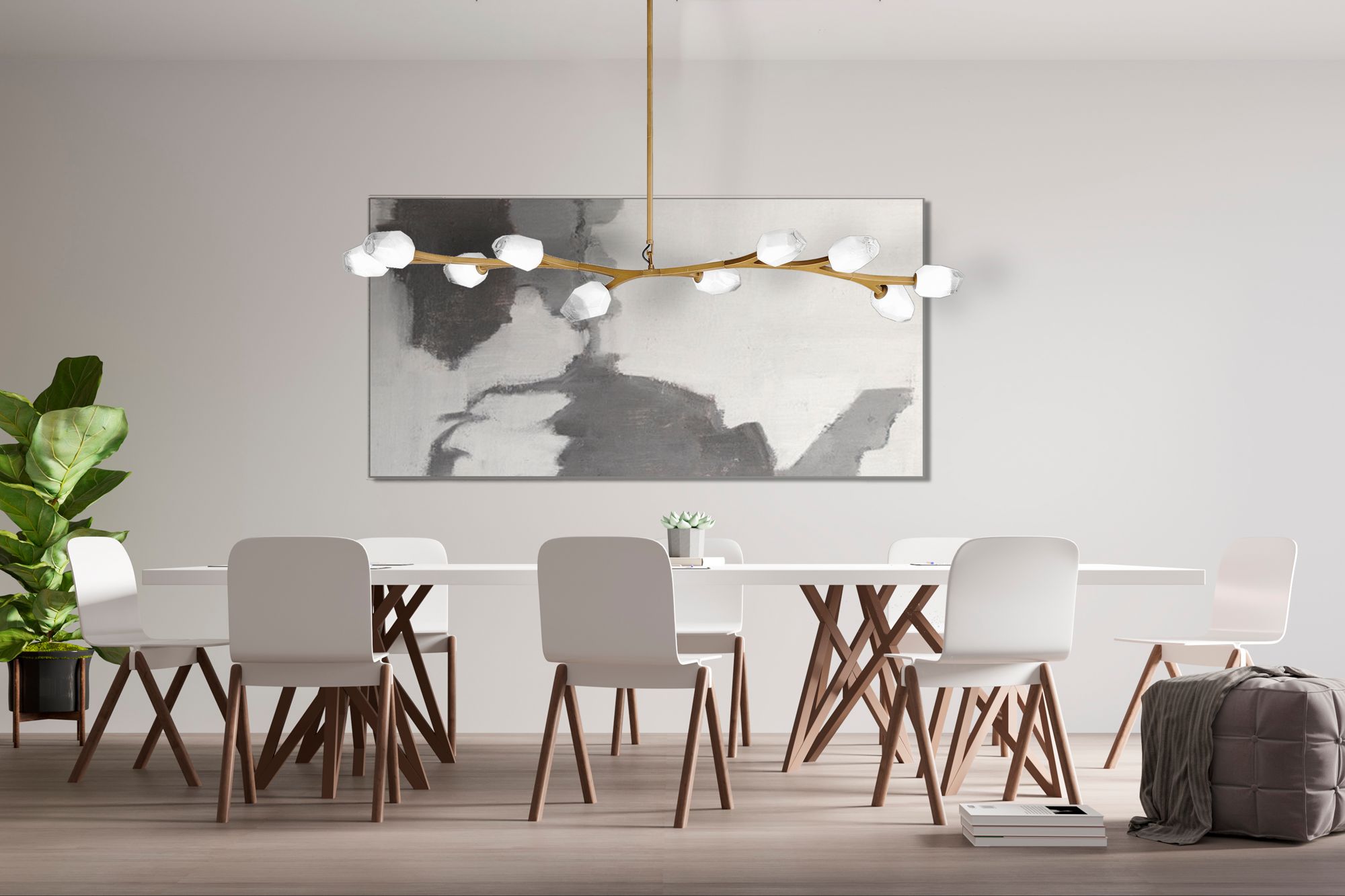 ET2 Blossom 70 1/2"W Natural Aged Brass LED Linear Pendant