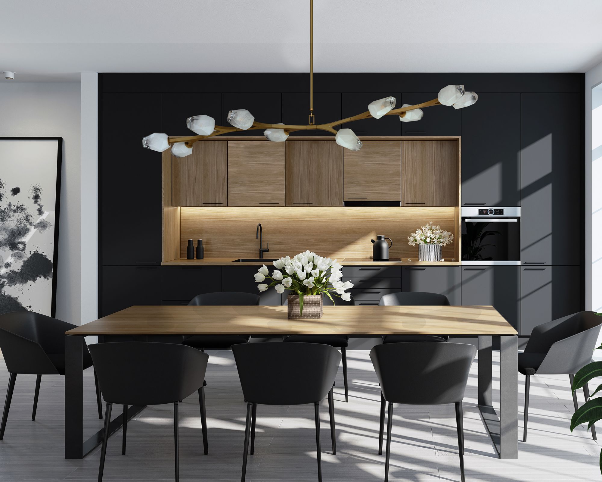 ET2 Blossom 70 1/2"W Natural Aged Brass LED Linear Pendant