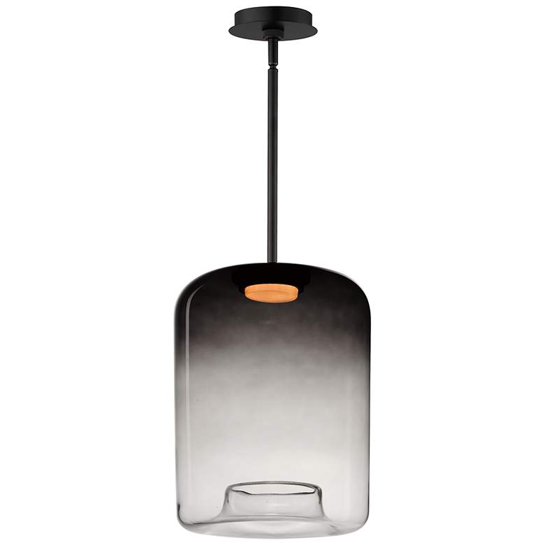 Image 1 ET2 Bombona 12" Wide Black LED Mini Pendant with Smoke Glass
