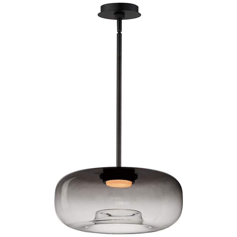 Image 1 ET2 Bombona 16"W Black LED Pendant Light with Smoke Glass