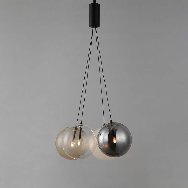 Image 4 ET2 Burst 17" Wide Matte Black 4-Light LED Pendant more views