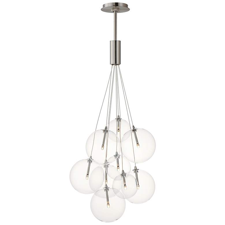 Image 2 ET2 Burst 19 3/4" Wide Satin Nickel 9-Light LED Pendant
