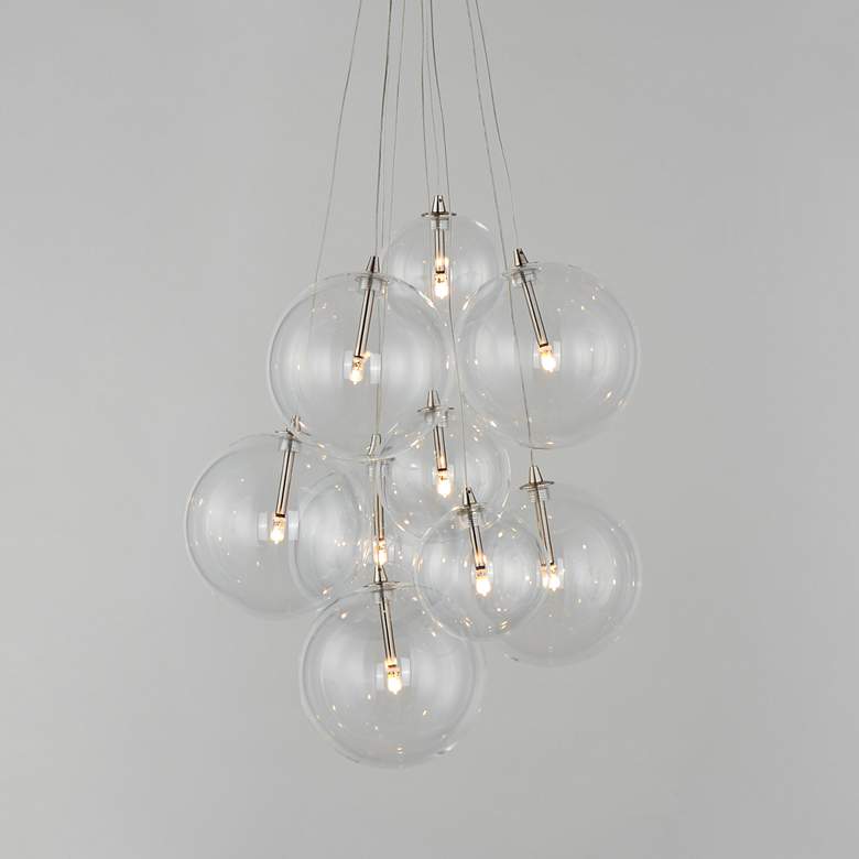 Image 1 ET2 Burst 19 3/4" Wide Satin Nickel 9-Light LED Pendant