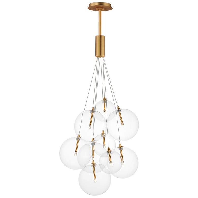 Image 1 ET2 Burst 19 3/4" Wide Clear/Gold 9-Light LED Pendant