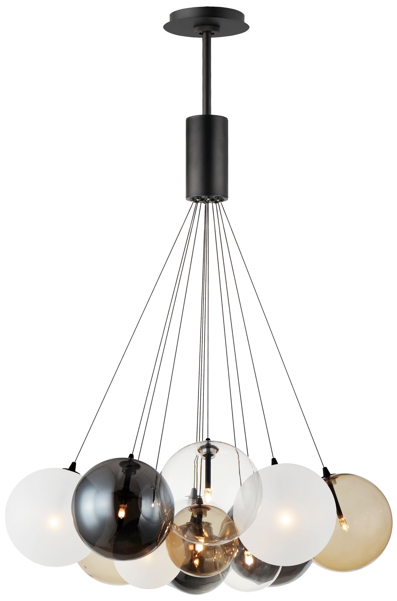 ET2 Burst 27"W Black with Mixed Glass 12-Light LED Pendant