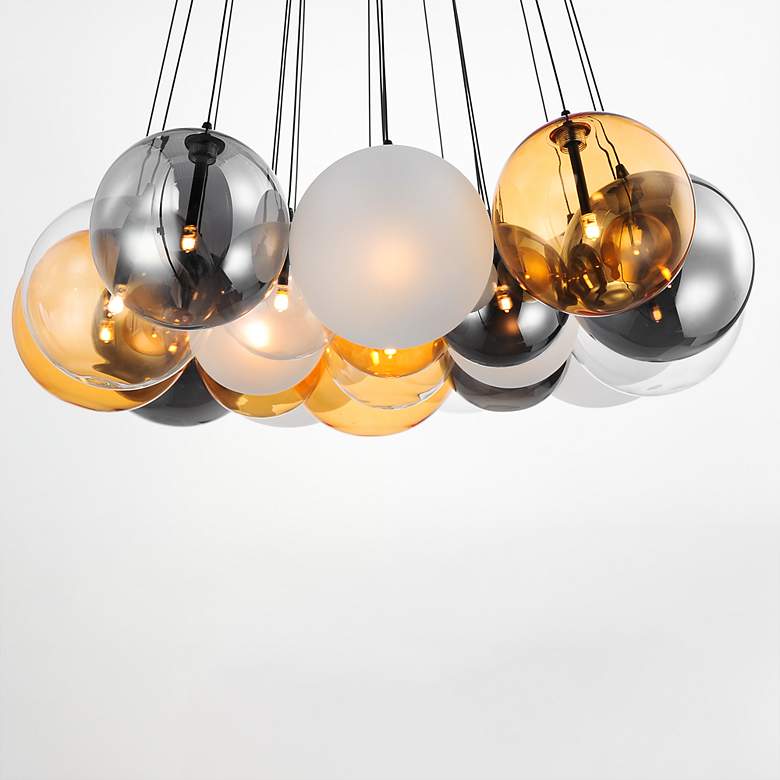 Image 3 ET2 Burst 35 1/4" 20-Light  Smoke Gold White Glass Modern LED Pendant more views
