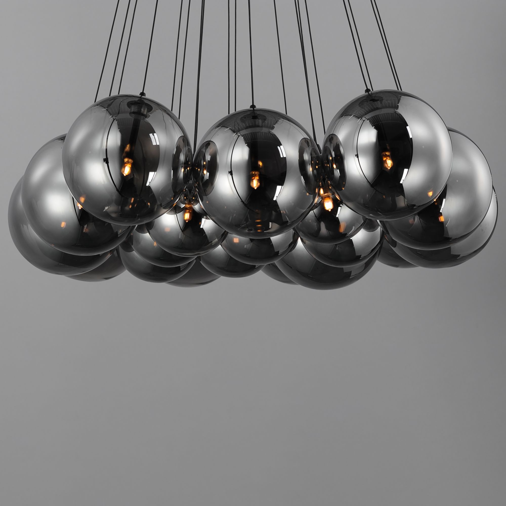 Image 2 ET2 Burst 35 1/4" Wide Black Globe 20-Light LED Pendant more views