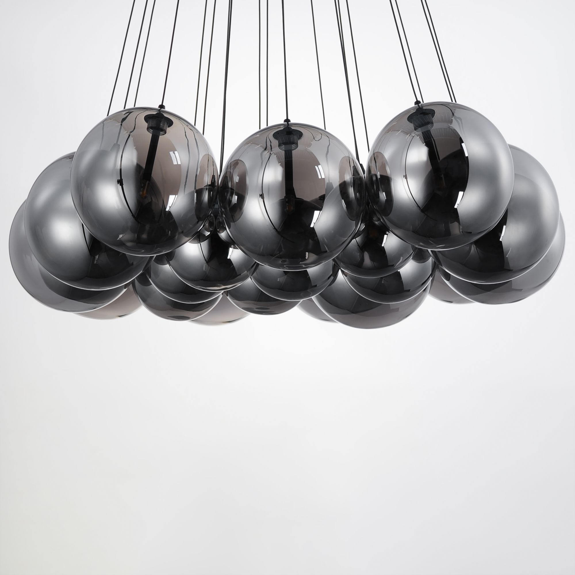 Image 3 ET2 Burst 35 1/4" Wide Black Globe 20-Light LED Pendant more views