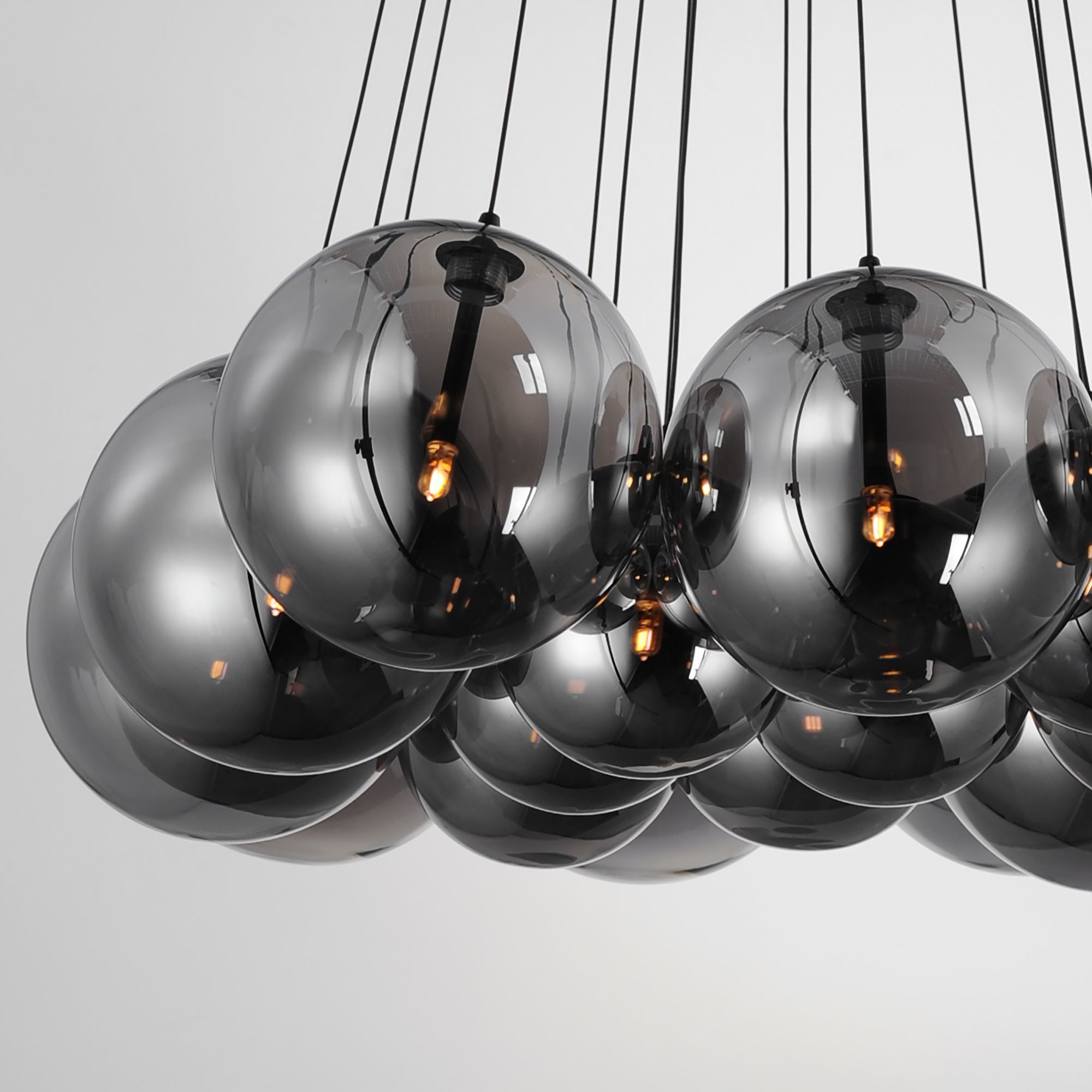 Image 4 ET2 Burst 35 1/4" Wide Black Globe 20-Light LED Pendant more views