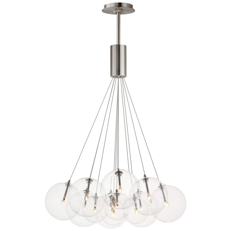 Image 2 ET2 Burst 47 1/4" Wide Satin Nickel 12-Light LED Pendant