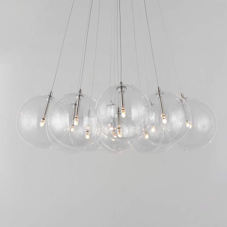 Image 1 ET2 Burst 47 1/4" Wide Satin Nickel 12-Light LED Pendant