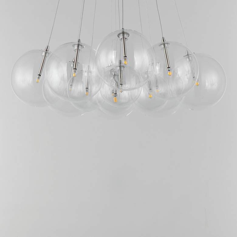 Image 3 ET2 Burst 47 1/4" Wide Satin Nickel 12-Light LED Pendant more views