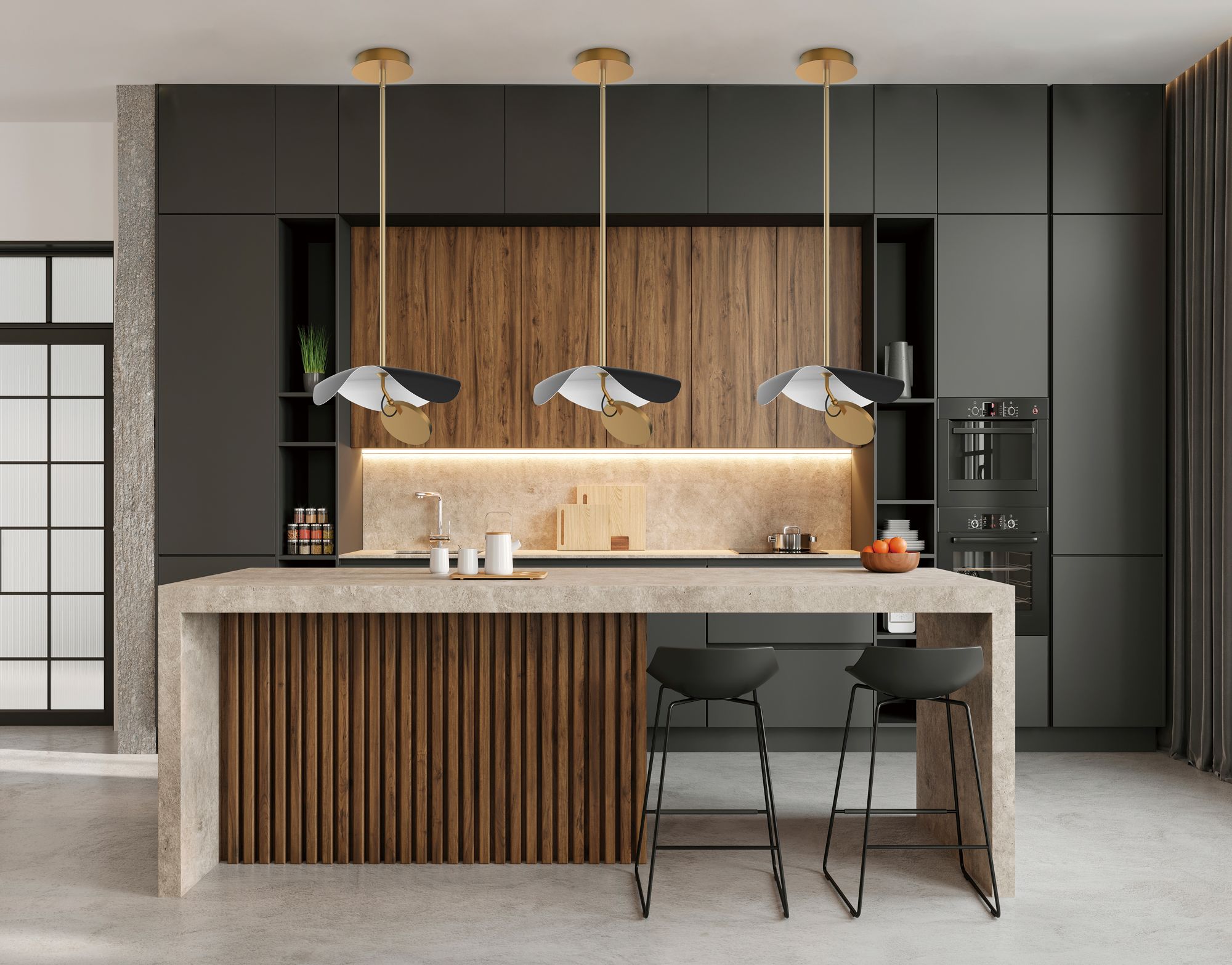 Image 7 ET2 Carmen 16 1/2" Wide Black and Gold LED Pendant Light more views