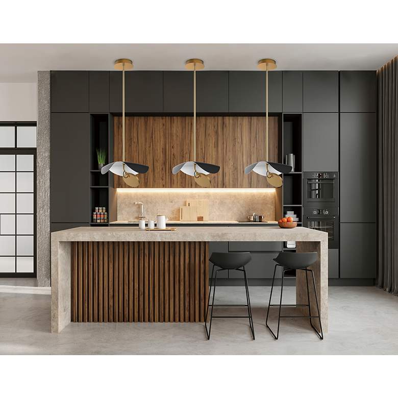 Image 7 ET2 Carmen 16 1/2" Wide Black and Gold LED Pendant Light more views