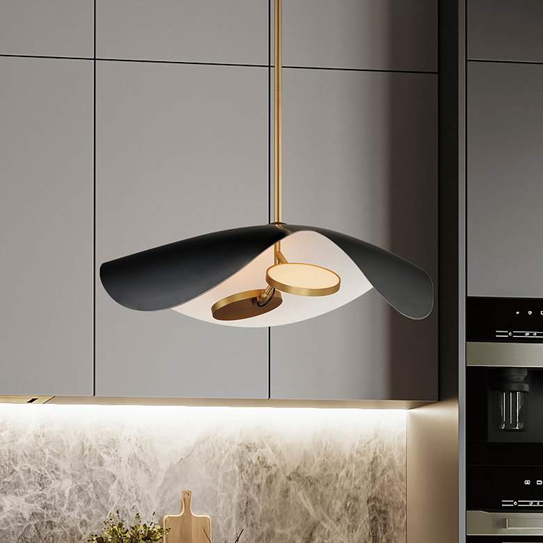 Image 2 ET2 Carmen 24" Wide Black and Gold 2-Light LED Pendant Light