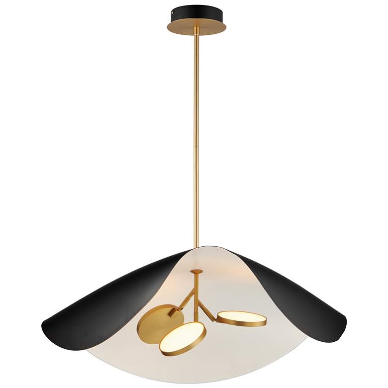 Image 1 ET2 Carmen 32" Wide Black and Gold 3-Light LED Pendant