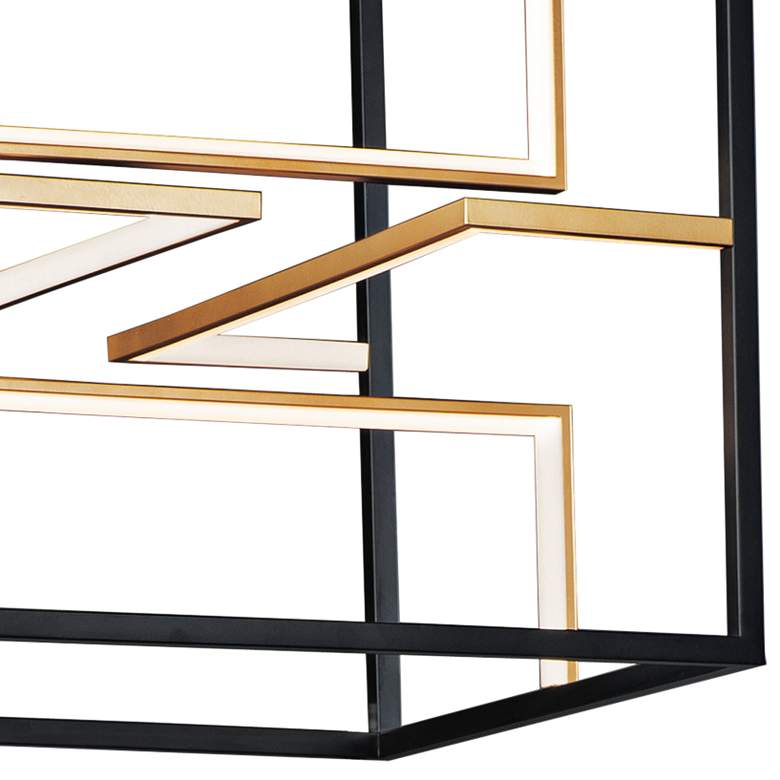 Image 3 ET2 Chamber 18 1/4" Black and Gold 4-Light LED Modern Cube Pendant more views