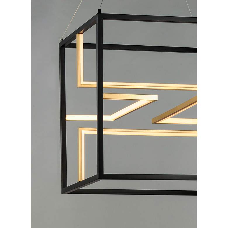 Image 4 ET2 Chamber 18 1/4" Black and Gold 4-Light LED Modern Cube Pendant more views