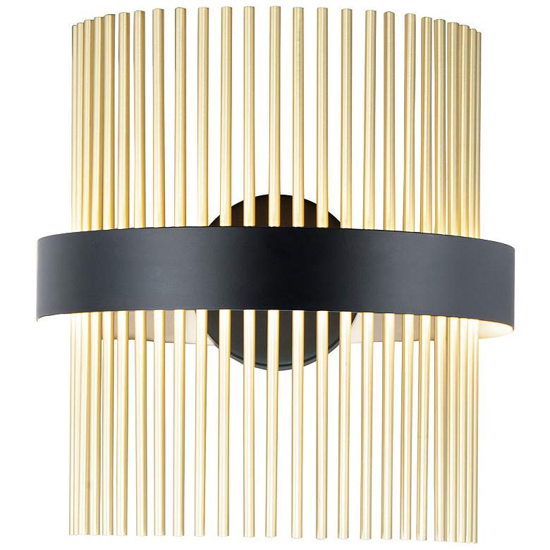 Image 2 ET2 Chimes 15" High Black/Satin Brass LED Wall Sconce WiZ