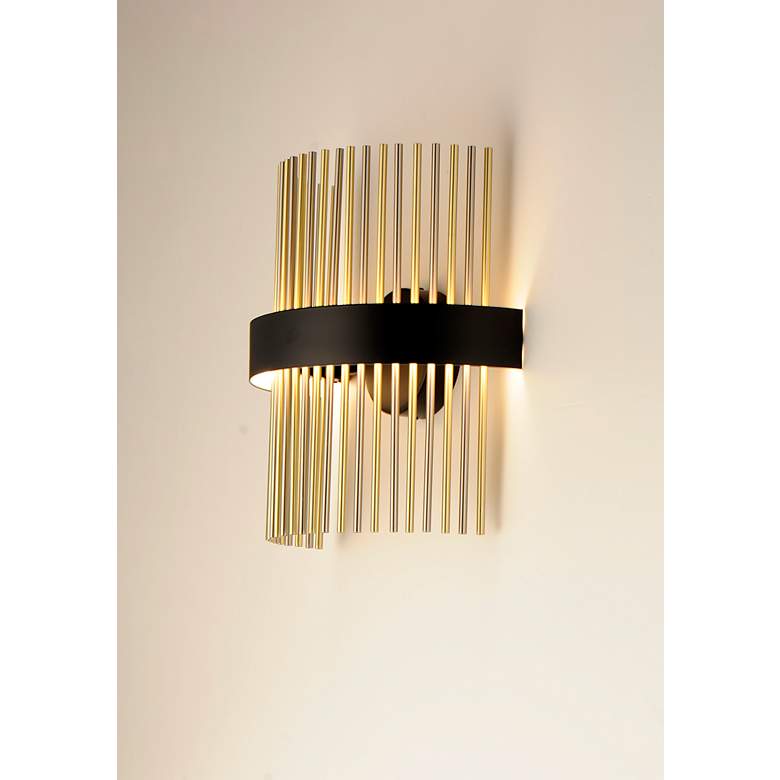 Image 4 ET2 Chimes 15" High Black/Satin Nickel/Satin Brass LED Wall Sconce WiZ more views