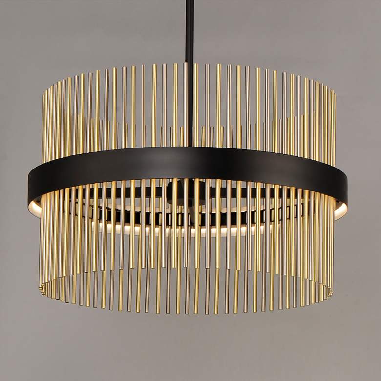 Image 1 ET2 Chimes 23 3/4" Wide Black Nickel Brass LED Pendant Light
