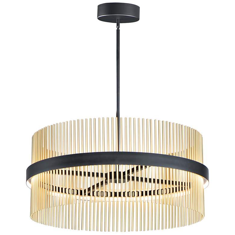 Image 1 ET2 Chimes 33 3/4" Wide Black Satin Brass LED Pendant Light