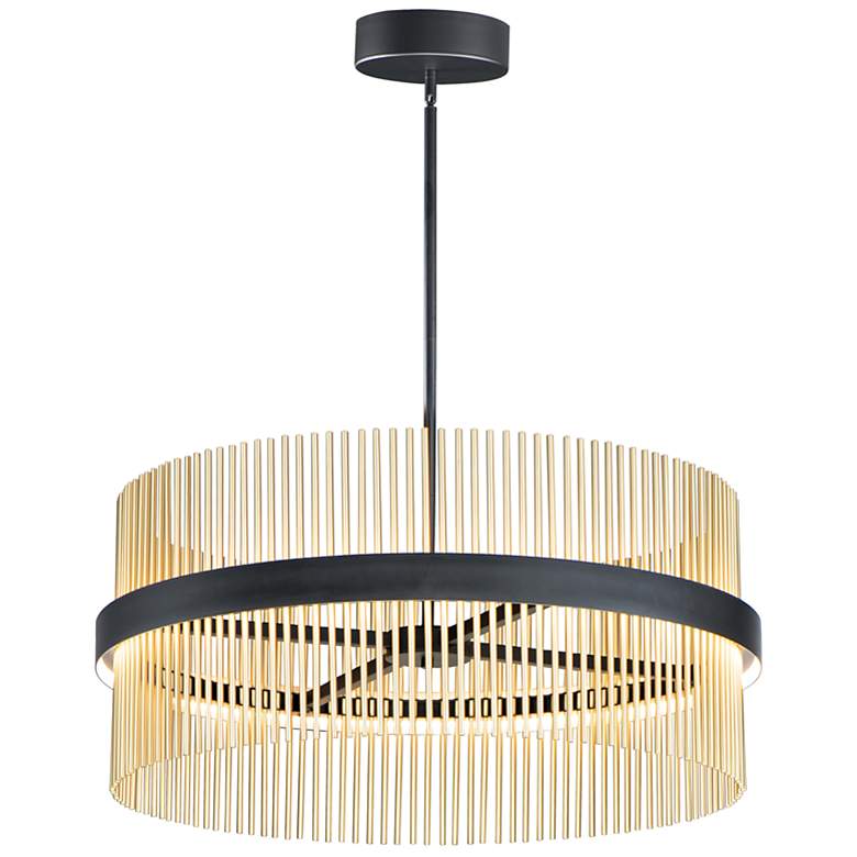 Image 1 ET2 Chimes 33 3/4 inch Wide Black Satin Brass LED Pendant Light