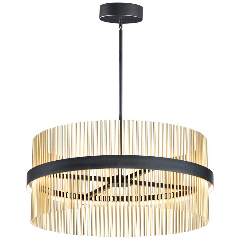 Image 1 ET2 Chimes 5CCT Select 36" Black / Satin Brass Pendant