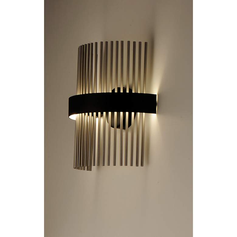 Image 4 ET2 Chimes WiZ 15"H Black and Satin Nickel LED Wall Sconce more views