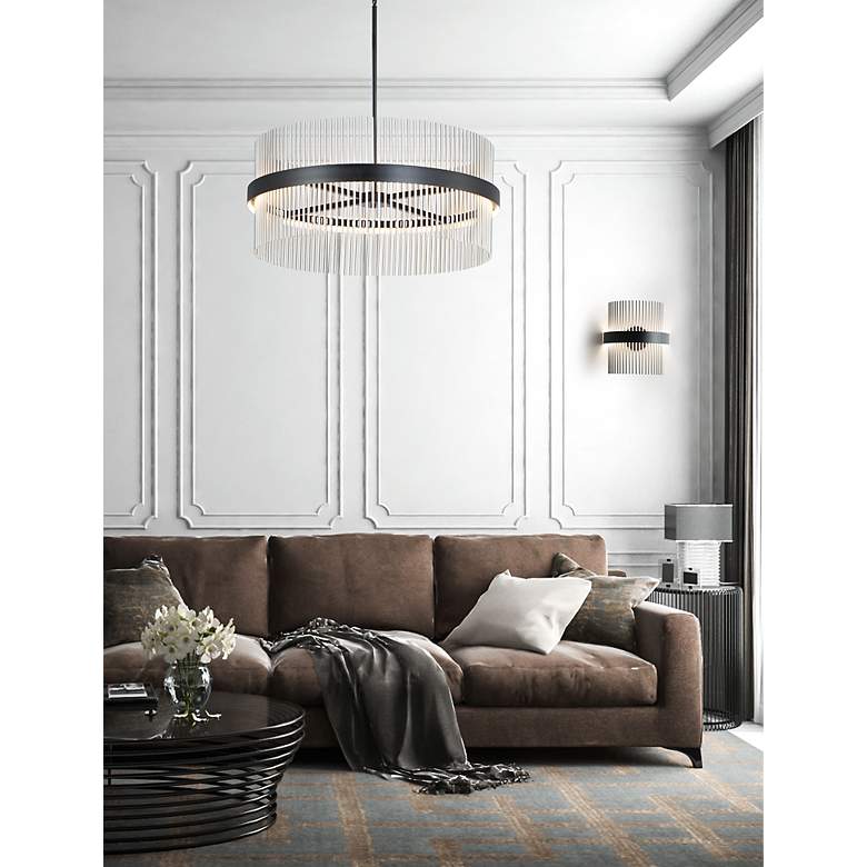 Image 7 ET2 Chimes WiZ 15"H Black and Satin Nickel LED Wall Sconce more views