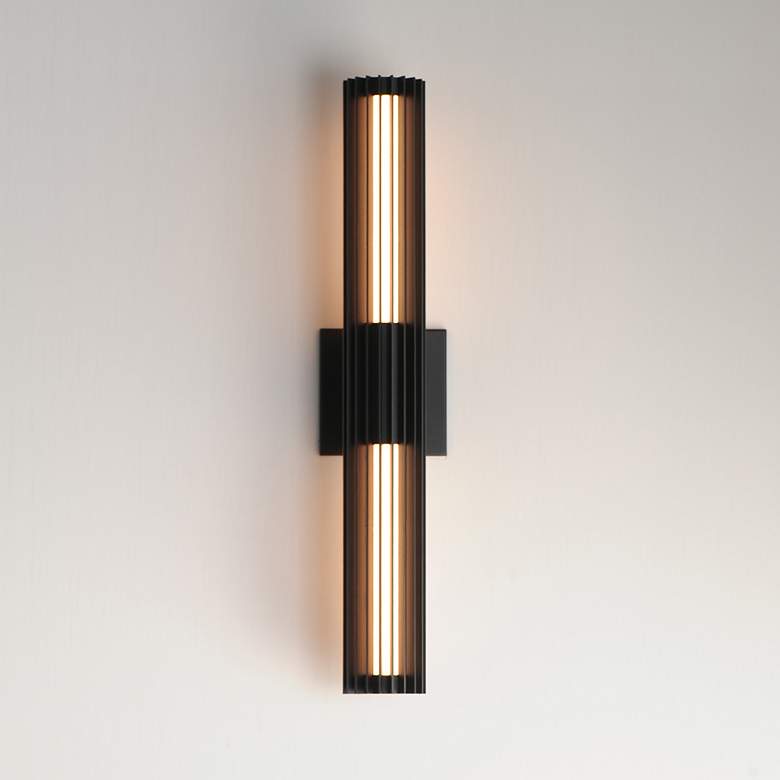 Image 3 ET2 Citadel 24" High Black LED Outdoor Wall Sconce more views