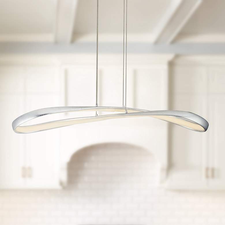 Image 1 ET2 Clover 34 3/4"W Silver LED Kitchen Island Light Pendant